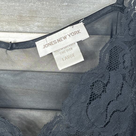 Jones New York Nightgown Lingerie Lace Maxi Slip Sheer 90s Chemise Sexy Dress - Picture 5 of 7